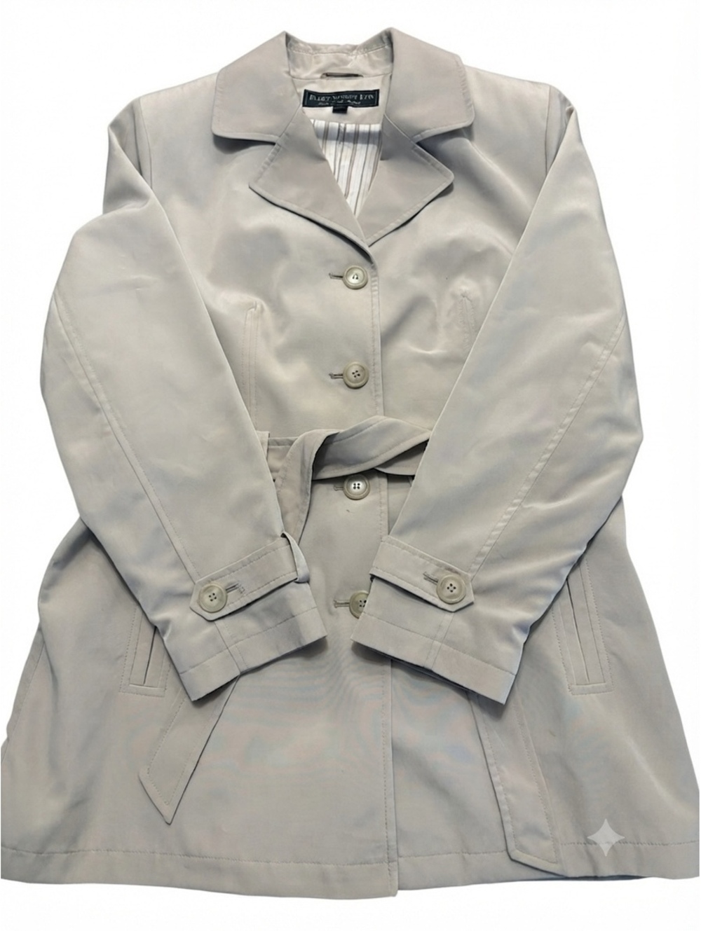 Fleet Street Ltd. Women's Beige Trench Coat Belted Jacket Size Large